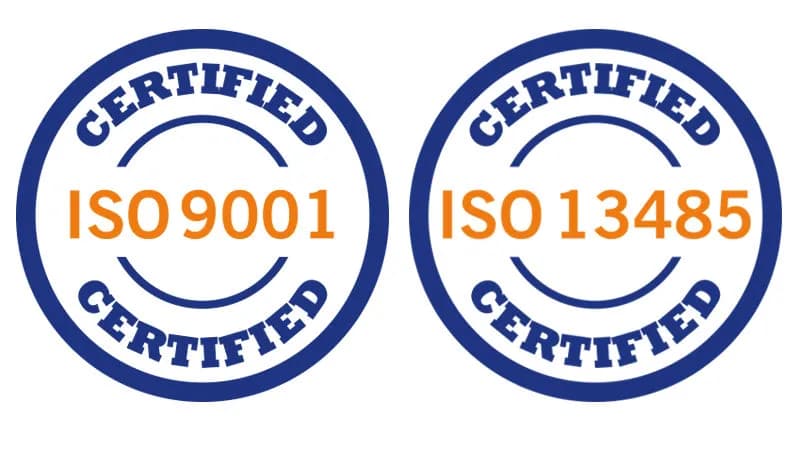 Сертифіковано за ISO 9001 та ISO 13485